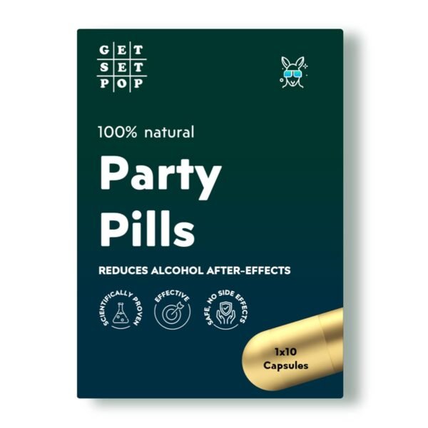 GetSetPop Party Pills (pack of 10) | Prevents hangovers | Supports liver | Promotes healthy alcohol metabolism | Ayurvedic | Scientifically backed | Safe | Effective